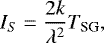 \begin{align*} I_{S} = \frac{2k}{\lambda^2} T_{\textrm{SG}}, \end{align*}