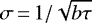 $\sigma\,{=}\,1/\sqrt{b\tau}$