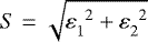 $S = \sqrt{\varepsilon_1^{\phantom0 2}&#x002B;\varepsilon_2^{\phantom0 2}}$