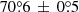 $ 70{{\overset{\circ}{.}}}6\,\pm\,0{{\overset{\circ}{.}}}5 $