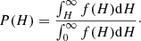 $$ \begin{aligned} P(H) = \frac{\int _{H}^{\infty} f(H) \mathrm{d}H}{\int _{0}^{\infty} f(H) \mathrm{d}H}\cdot \end{aligned} $$