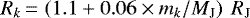 $R_k\,{=}\,\left(1.1&#x002B;0.06 \times m_k/{M_{\textnormal{J}}}\right)~{R_{\textnormal{J}}}$