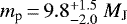 ${m_{\textrm{p}}}\,{=}\,9.8 ^{&#x002B; 1.5 }_{- 2.0 }~{M_{\textnormal{J}}}$