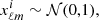 $$ \begin{aligned} x_{\ell m}^{i} \sim \mathcal{N} (0,1), \end{aligned} $$