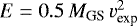 $E = 0.5\, M_{\textrm{GS}}\,v_{\textrm{exp}}^2$