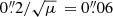 $ 0{{\overset{\prime\prime}{.}}}2/\sqrt{\mu}\,=0{{\overset{\prime\prime}{.}}}06 $