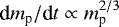 $\textrm{d}m_{\textrm{p}}/\textrm{d}t \propto m_{\textrm{p}}^{2/3}$