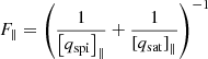 $$ \begin{aligned}&F_{\parallel } = \left(\frac{1}{\left[q_{\rm spi}\right]_{\parallel }} +\frac{1}{\left[q_{\rm sat}\right]_{\parallel }} \right)^{-1} \end{aligned} $$