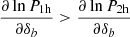 $ \frac{\partial \ln P_{\mathrm{1h}}}{\partial \delta_b} > \frac{\partial \ln P_{\mathrm{2h}}}{\partial \delta_b} $
