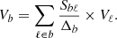 $$ \begin{aligned} V_b=\displaystyle \sum _{\ell \in b}\frac{S_{b\ell }}{\Delta _b}\times V_\ell . \end{aligned} $$