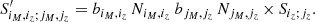 $$ \begin{aligned} S^{\prime }_{i_M,i_z;j_M,j_z} = b_{i_M,i_z} \, N_{i_M,i_z} \ b_{j_M,j_z} \, N_{j_M,j_z}\,{\times }\,S_{i_z;j_z}. \end{aligned} $$