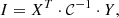 $$ \begin{aligned} I = X^T \cdot \mathcal{C} ^{-1} \cdot Y, \end{aligned} $$
