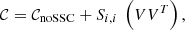 $$ \begin{aligned} \mathcal{C} = \mathcal{C} _{\mathrm{noSSC} } + S_{i,i} \ \left(V V^T\right), \end{aligned} $$