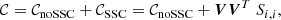 $$ \begin{aligned} \mathcal{C} = \mathcal{C} _{\mathrm{noSSC} } + \mathcal{C} _{\mathrm{SSC} } = \mathcal{C} _{\mathrm{noSSC} } + {\boldsymbol{V}} {\boldsymbol{V}}^T \ S_{i,i}, \end{aligned} $$
