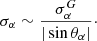 $$ \begin{aligned} \sigma _\alpha \sim \frac{\sigma ^G_\alpha }{|\sin \theta _\alpha |}\cdot \end{aligned} $$