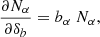 $$ \begin{aligned} \frac{\partial N_\alpha }{\partial \delta _b} = b_\alpha \ N_\alpha , \end{aligned} $$