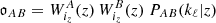$ \mathfrak{o}_{AB} = W^A_{i_z}(z) \, W^B_{i_z}(z) \ P_{AB}(k_\ell|z) $