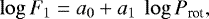 \begin{equation*} \log F_1=a_0&#x002B;a_1~\log P_{\textrm{rot}} ,\end{equation*}