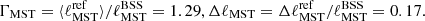 $$ \Gamma _{\rm MST}= \langle \ell _{\rm MST}^\mathrm{ref}\rangle /\ell _{\rm MST}^\mathrm{BSS} = 1.29, \Delta \ell _{\rm MST}= \Delta \ell _{\rm MST}^\mathrm{ref}/\ell _{\rm MST}^\mathrm{BSS} = 0.17. $$