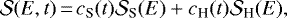 \begin{equation*} {\cal S} (E,t)\,{=}\,c_{\textrm{S}}(t) {\cal S}_{\textrm{S}} (E) &#x002B; c_{\textrm{H}}(t) {\cal S}_{\textrm{H}} (E) ,\end{equation*}