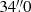 $ 34{{\overset{\prime\prime}{.}}}0 $