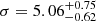 $ \sigma = 5.06^{+0.75}_{-0.62} $