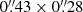 $ 0{{{\overset{\prime\prime}{.}}}}43 \times 0{{{\overset{\prime\prime}{.}}}}28 $