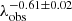 $ \lambda_{\mathrm{obs}}^{-0.61\pm0.02} $