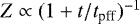 $Z \propto (1 &#x002B; t/t_{\textrm{pff}})^{-1}$