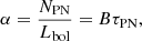 $$ \begin{aligned} \alpha = \frac{N_{\rm PN}}{L_{\rm bol}} = B\tau _{\rm PN}, \end{aligned} $$