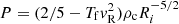 $ P=(2/5-T_{\mathrm{f}}v_{\mathrm{R}}^{2})\rho_{\mathrm{c}}R_{i}^{-5/2} $
