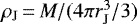$\rho_{\textrm{J}}\,{=}\,M/(4\pi r_{\textrm{J}}^3/3)$