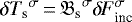 $\delta {T_{\textrm{s}}}^{\sigma}\,{=}\,{\mathfrak{B}_{\textrm{s}}}^{\sigma} {\delta \! \! \: F}_{\textrm{inc}}^{\sigma}$