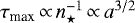 $\tau_{\textrm{max}} \,{\propto}\, n_{\star}^{-1} \,{\propto}\, a^{3/2}$