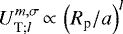 $ {U}_{\textrm{T};l}^{m,\sigma} \,{\propto}\, \left( R_{\textrm{p}} / a \right)^l $