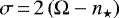 $\sigma\,{=}\,2 \left( \Omega - n_{\star} \right)$