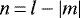 $n\,{=}\,l - \left| m \right|$