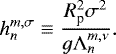 \begin{equation*} h_{n}^{{m,\sigma}} \equiv \frac{R_{\textrm{p}}^2 \sigma^2}{g \Lambda_{n}^{m,\nu}}.\end{equation*}