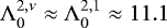 ${\Lambda_{0}^{2,\nu}} \approx {\Lambda_{0}^{2,1}} \approx 11.1$