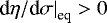 $ \left. \textrm{d} \eta / \textrm{d} \sigma \right|_{\textrm{eq}} > 0 $