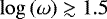 $\log \left( \omega \right) \gtrsim 1.5$