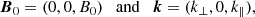 $$ \begin{aligned} {\boldsymbol{B}}_0 = (0, 0, B_0) \quad {\mathrm{and} } \quad {\boldsymbol{k}} = (k_\bot , 0, k_\parallel ), \end{aligned} $$