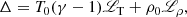 $$ \begin{aligned} \Delta&= T_0(\gamma - 1){\fancyscript {L}}_{\rm T} + \rho _0{\fancyscript {L}}_\rho ,\end{aligned} $$