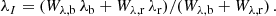 $$ \begin{aligned} \lambda _I=(W_{\lambda ,\mathrm{b}}\,\lambda _{\rm b}+W_{\lambda ,\mathrm{r}}\,\lambda _{\rm r})/(W_{\lambda ,\mathrm{b}}+W_{\lambda ,\mathrm{r}})\,. \end{aligned} $$