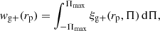 $$ \begin{aligned} w_{\mathrm{g}+}(r_{\rm p}) = \int ^{\Pi _{{\mathrm{max}}}}_{-\Pi _{\mathrm{max}}} \xi _{\mathrm{g}+}(r_{\rm p},\Pi ) \, \mathrm{d}\Pi , \end{aligned} $$