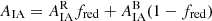 $ A_{\mathrm{IA}}=A^{\mathrm{R}}_{\mathrm{IA}}f_{{\mathrm{red}}} + A^{\mathrm{B}}_{\mathrm{IA}}(1-f_{{\mathrm{red}}}) $