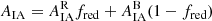 $$ \begin{aligned} A_{\mathrm{IA} } = A^{\mathrm{R}}_{\mathrm{IA} }f_{{\mathrm{red}}} + A^{\mathrm{B}}_{\mathrm{IA} }(1-f_{{\mathrm{red}}}) \end{aligned} $$