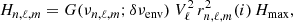 $$ \begin{aligned} H_{n,\ell ,m} = G(\nu _{n,\ell ,m}; \delta \nu _{\rm env}) \; V_{\ell }^2 \, r_{n,\ell ,m}^2 (i )\, H_{\rm max} , \end{aligned} $$