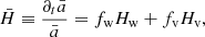 $$ \begin{aligned} {\bar{H}}\equiv \frac{{\partial }_t{\bar{a}}}{{\bar{a}}}={f_{\rm w}}{H_{\rm w}}+{f_{\rm v}}{H_{\rm v}}, \end{aligned} $$