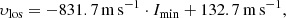 $$ \begin{aligned} {{\upsilon}_{\rm los}=-831.7\,\mathrm{m}\,\mathrm{s}^{-1}\cdot I_{\rm min}+132.7\,\mathrm{m}\,\mathrm{s}^{-1}}, \end{aligned} $$